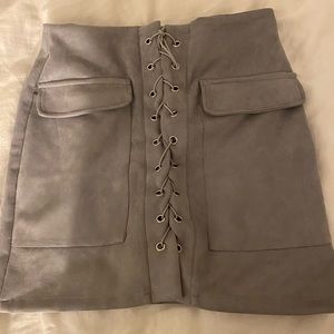 Gray suede skirt
